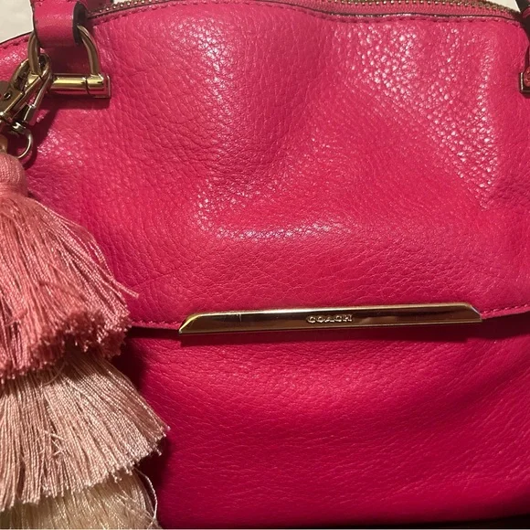 Coach Madison Pink Leather & Gold Crossbody strap & Colorful Tassel & Chain) - Picture 3 of 12